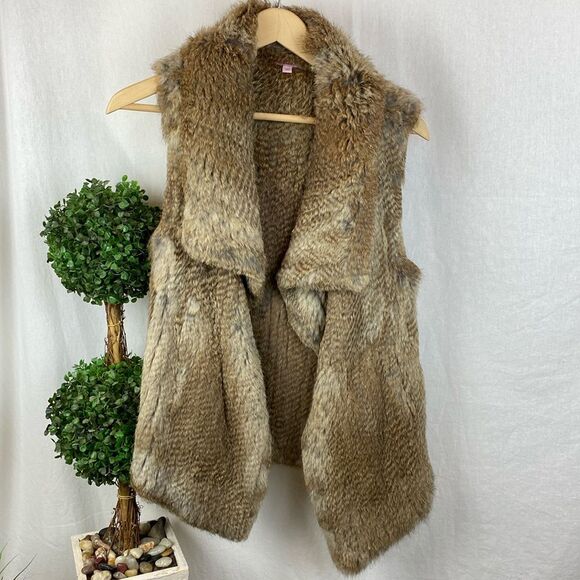 100% Rabbit Fur Sleeveless Open Front Vest By Calypso XS - Picture 2 of 7